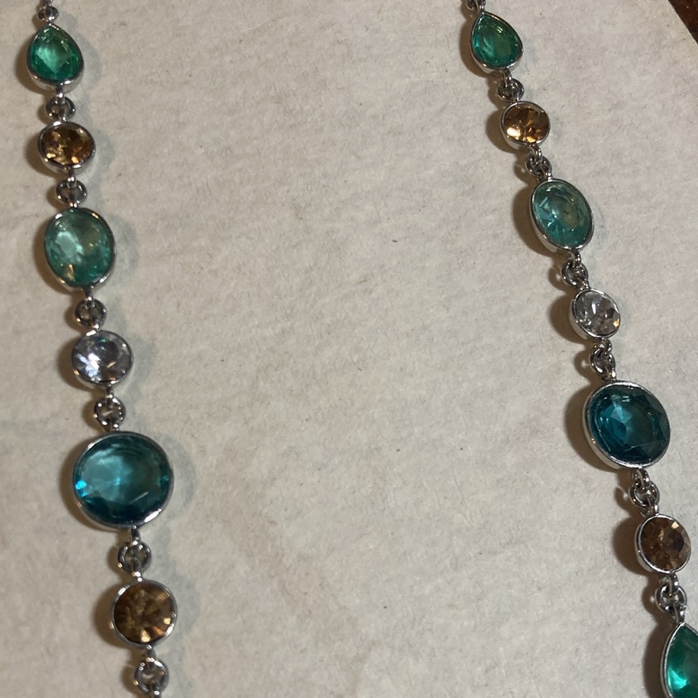 Carolee 18” Blue, Clear And Brown Crystals. - image 3